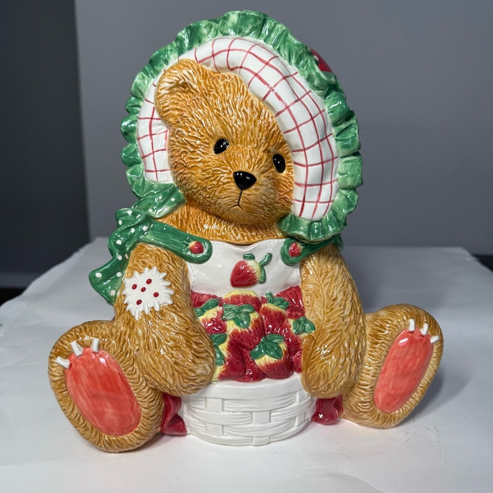 1995 Enesco Cherished Teddies "Down Strawberry Lane" Cookie Jar
